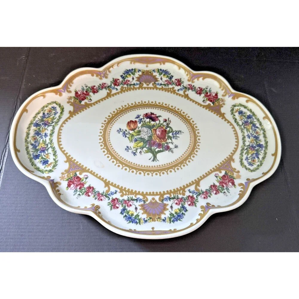 Andrea By Sadek Collection Sevres Ceramic Serving Sandwich Vanity Platter Tray